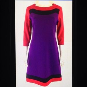 💋Sharagano Multi Color Block A-Line Shift Dress